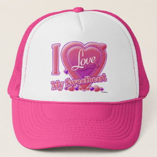 Casquette I Love My Sweetheart rose/violet - coeur