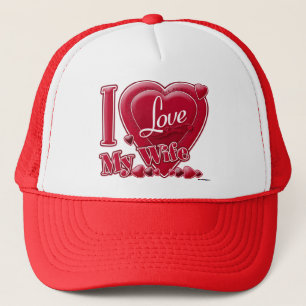 Casquette I Love My Wife rouge - coeur