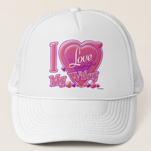 Casquette I Love My Wifey rose/violet - coeur (Devant)