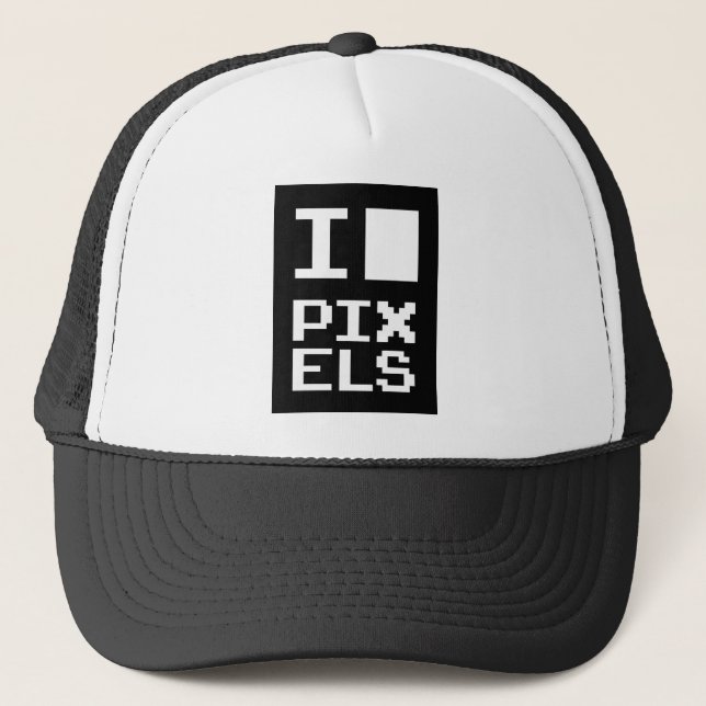 Casquette I Love Pixels, design geek, art des pixels (Devant)