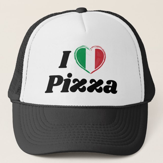 Casquette I Love Pizza Italien Coeur Drapeau Trucker Chapeau (Devant)