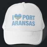Casquette I Love Port Aransas Cute Texas Beach<br><div class="desc">J'adore le casquette de Port Aransas avec une photo en forme de coeur mignonne du bord de mer du Texas. De belles eaux côtières de l'océan me rendent heureux en vacances d'été. Un mignon casquette de garde.</div>