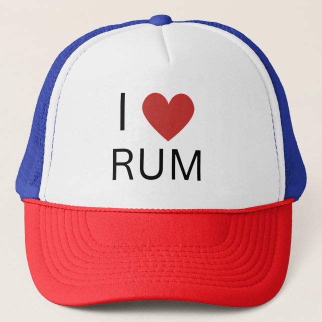 Casquette I Love Rum, Novelty Rum Drucker Chapeau (Devant)