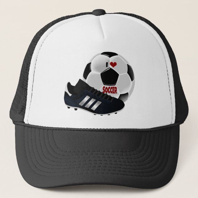 Casquette I Love Soccer, ball and shoe, (Devant)