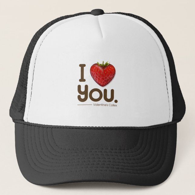 Casquette I love you, strawberry heart (Devant)