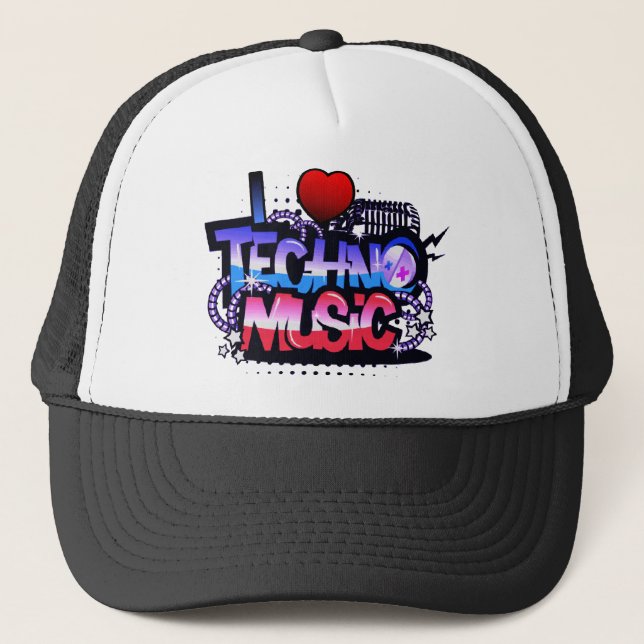 Casquette I musique de techno de coeur (Devant)