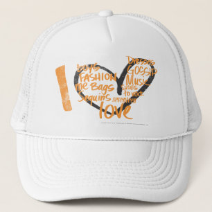 Casquette I orange de graffiti de coeur