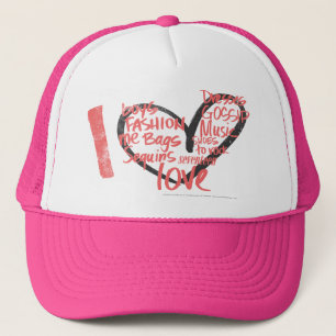 Casquette I rose de graffiti de coeur