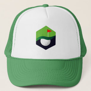 Casquette Icône de balle de golf stylisée avec fond vert
