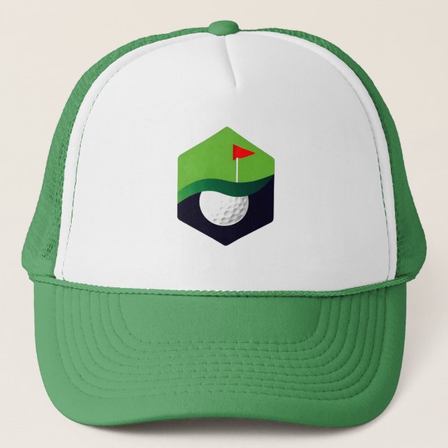 Casquette Icône de balle de golf stylisée avec fond vert (Devant)