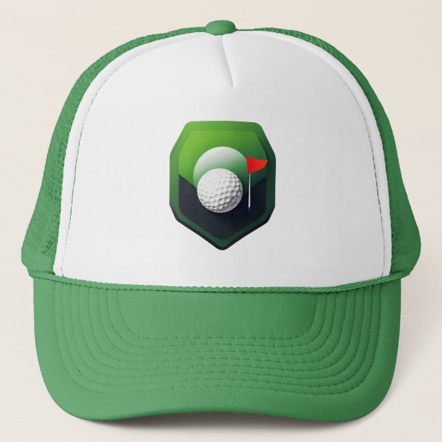 Casquette Icône de balle de golf stylisée avec fond vert (Devant)