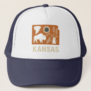 Casquette Icônes du Kansas   Bison, tornade, tournesol et pr