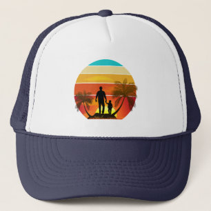 Casquette Idée cadeau famille coucher de soleil vintage père
