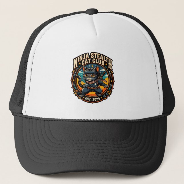 Casquette Idée cadeau pour maman de chat Ninja Stealth Cat - (Devant)
