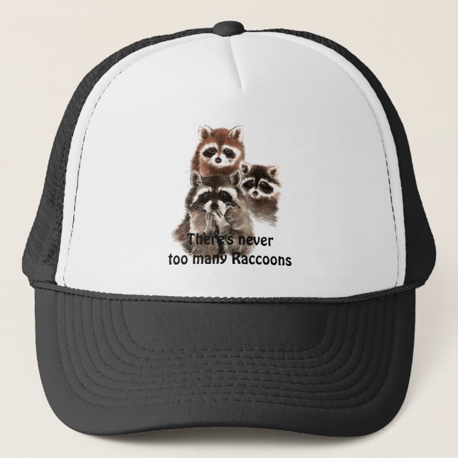 Casquette Il n'y a jamais trop de Raccoons mignons Animal (Devant)