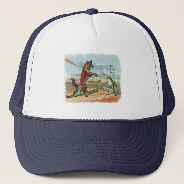 Casquette Illustration ancienne de la pêche à la grenouille  (Devant)