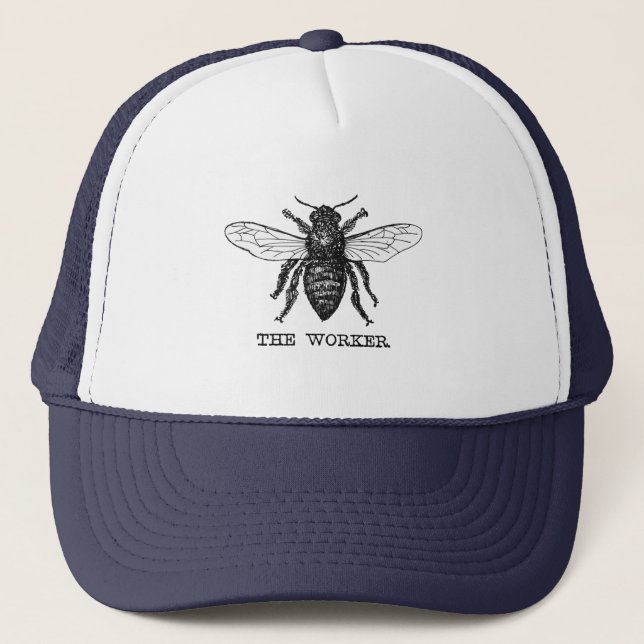Casquette Illustration d'abeille ouvrière vintage (Devant)