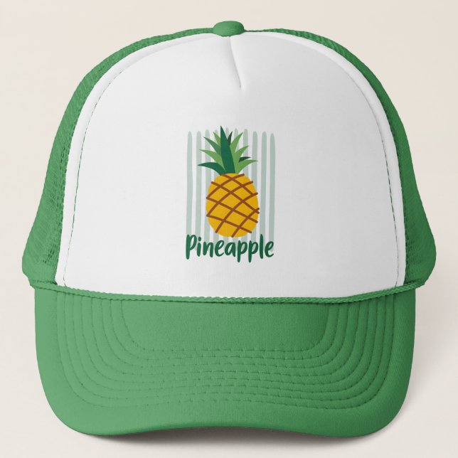 Casquette Illustration d'ananas mignon avec texte manuscrit (Devant)