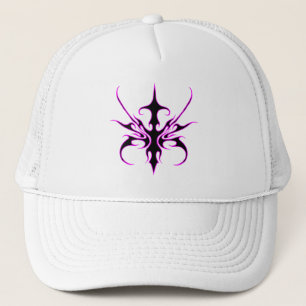 Casquette Illustration d'art linéaire tribal noir et rose in
