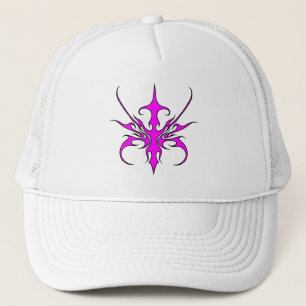 Casquette Illustration d'art linéaire tribal rose et noir fé