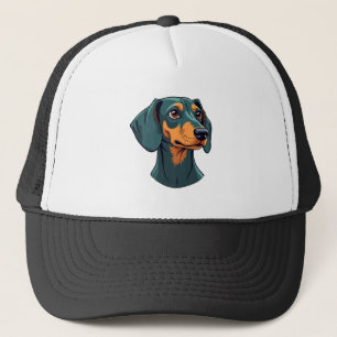 Casquette Illustration d'art rétro de portrait de teckel vin