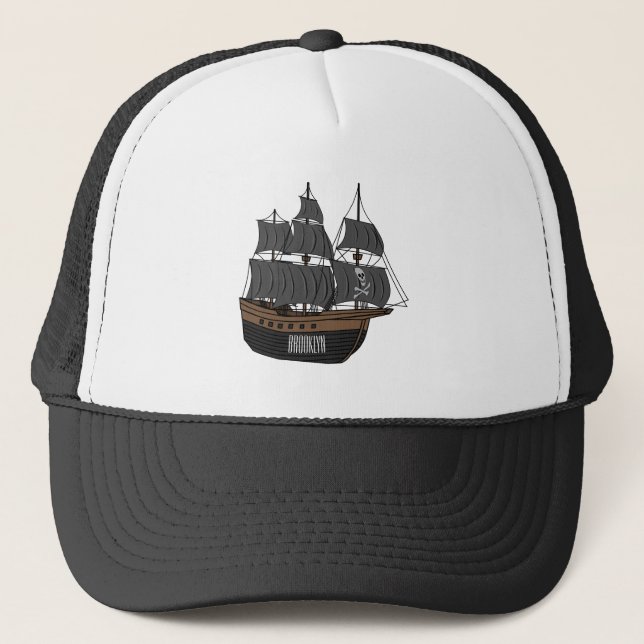 Casquette Illustration de bateau pirate (Devant)