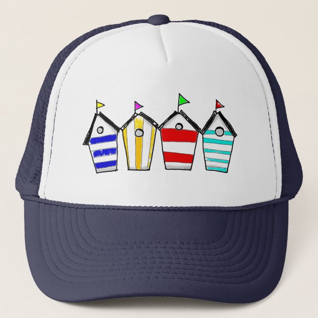 Casquette Illustration de cabane de plage colorée (Devant)