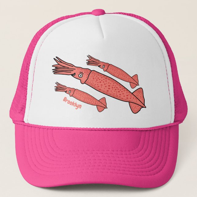 Casquette Illustration de calamar rose  (Devant)