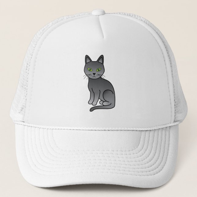 Casquette Illustration de chat de dessin animé mignon bleu r (Devant)