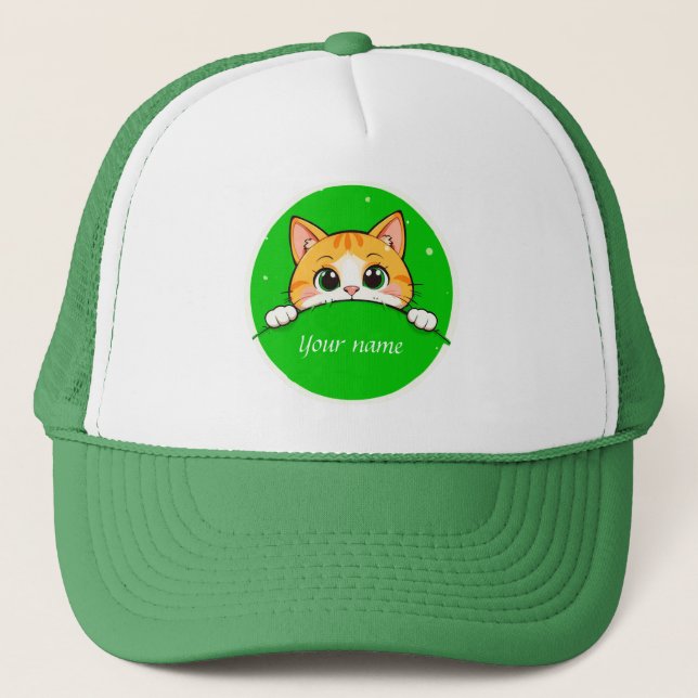 Casquette Illustration de chat mignon (Devant)