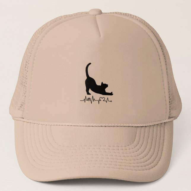 Casquette Illustration de chat noir mignon (Devant)