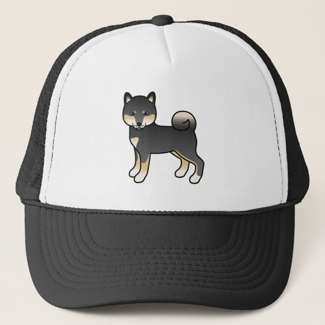 Casquette Illustration de chien de dessin animé noir et tan  (Devant)