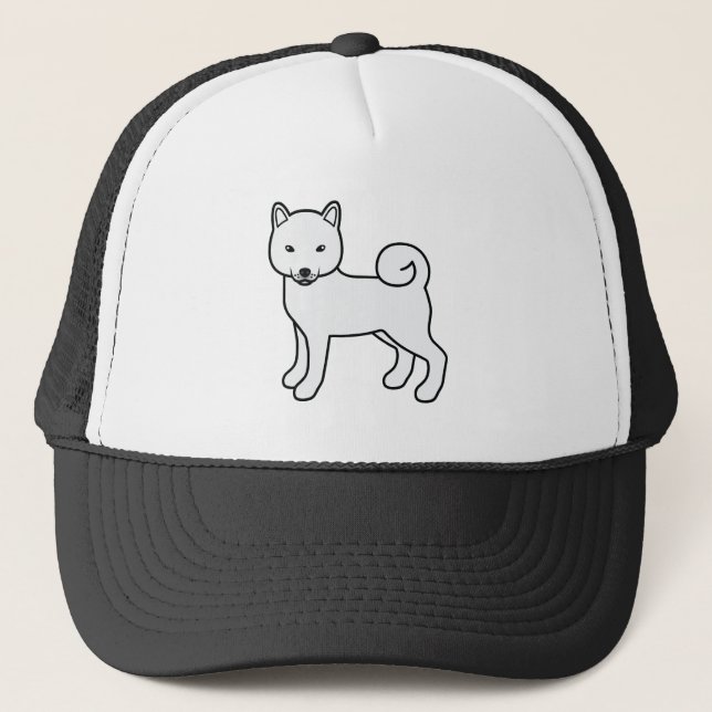 Casquette Illustration de chien de dessin blanc Shiba Inu mi (Devant)