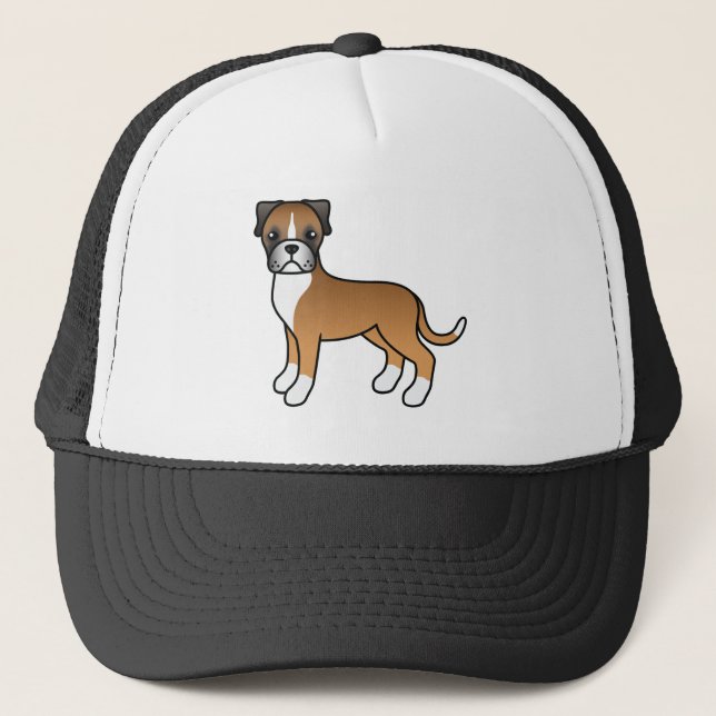 Casquette Illustration de chien de dessin de chien de boxe d (Devant)