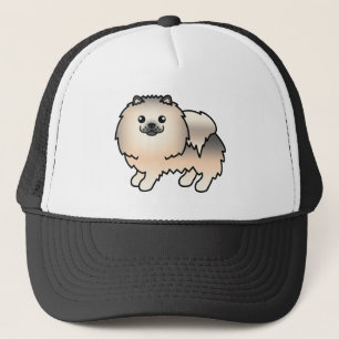 Casquette Illustration de chien jouet Pomeranian sable crème