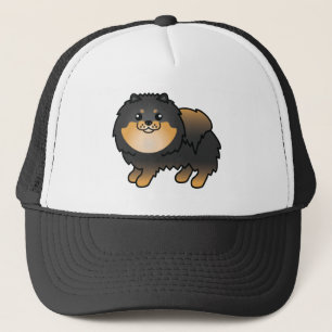 Casquette Illustration de dessin animé de chien Pomeranian n