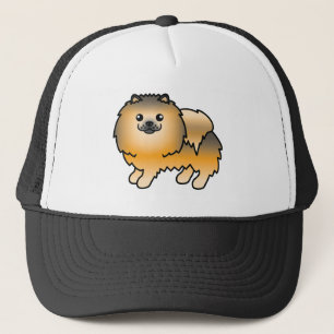 Casquette Illustration de dessin animé de chien Pomeranian s