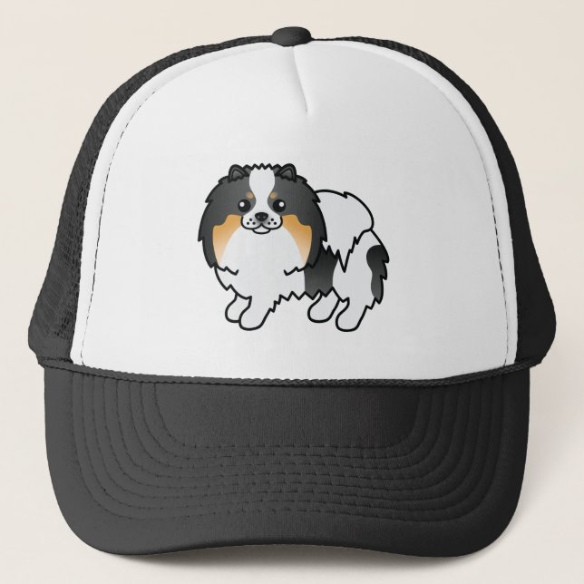 Casquette Illustration de dessin animé de chien Poméranie tr (Devant)