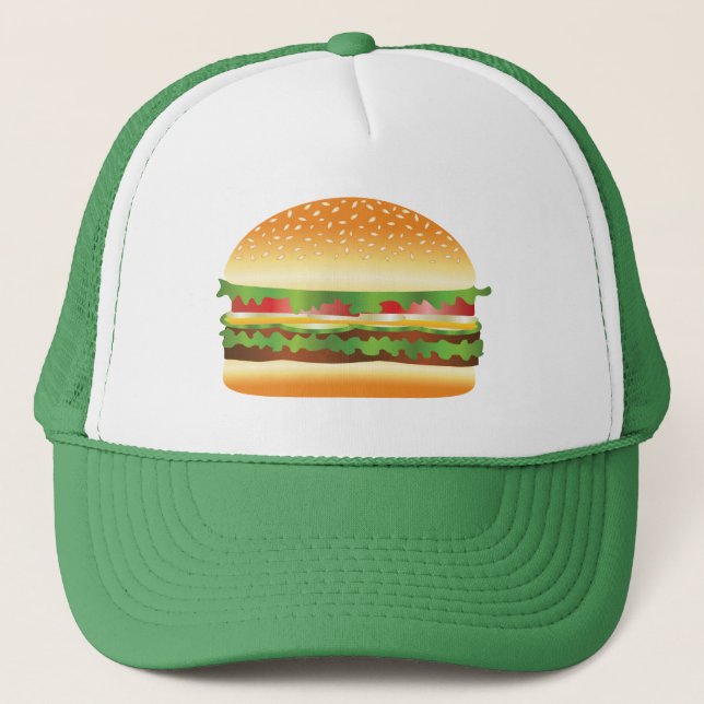 Casquette Illustration de dessin animé de hamburger (Devant)