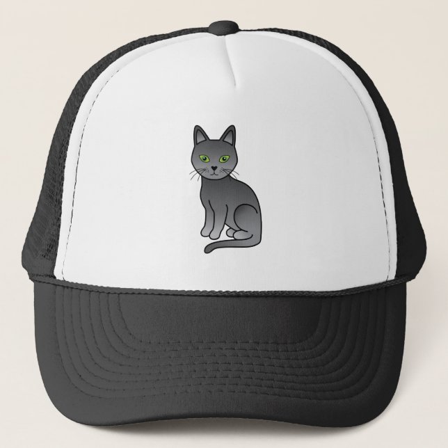 Casquette Illustration de dessin animé mignon de chat bleu r (Devant)