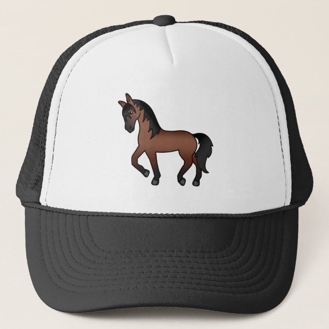 Casquette Illustration de dessin animé mignon de cheval bai  (Devant)