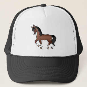Casquette Illustration de dessin animé mignon de cheval bai 