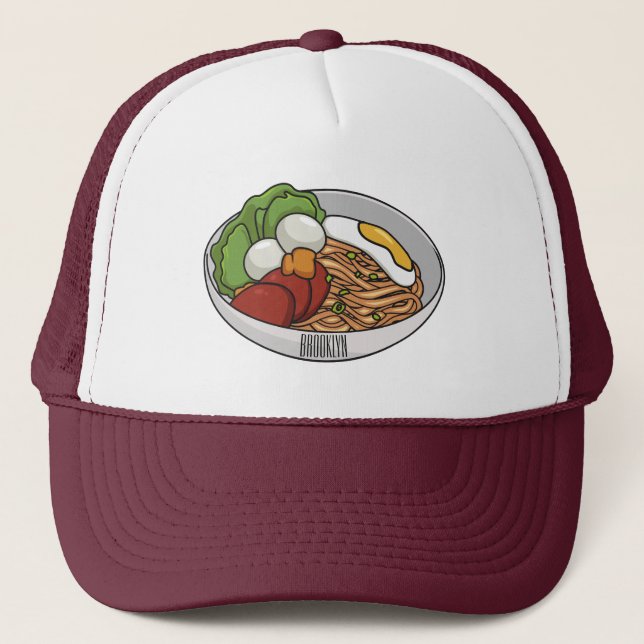 Casquette Illustration de dessin sur les nouilles (Devant)