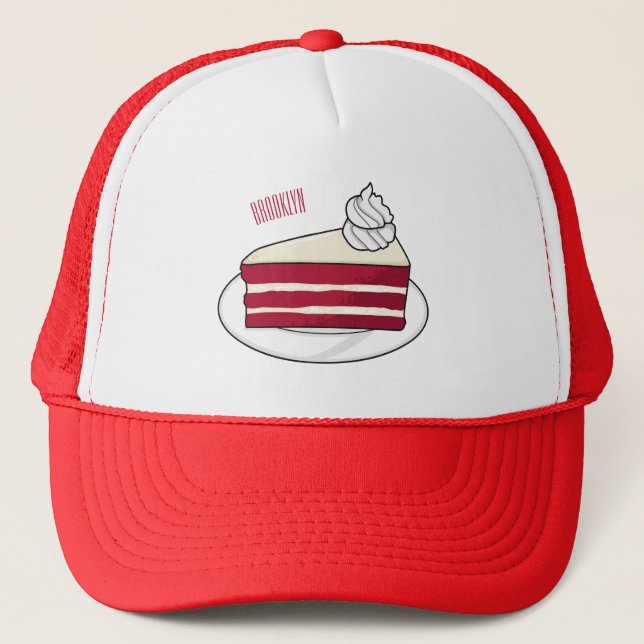 Casquette Illustration de gâteau en velours rouge (Devant)
