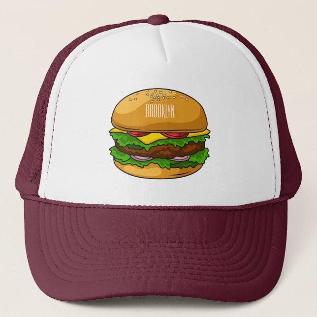 Casquette Illustration de Hamburger (Devant)