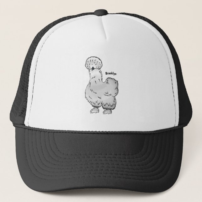 Casquette Illustration de la caricature du poulet Silkie (Devant)
