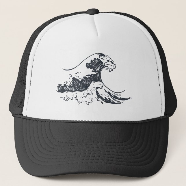Casquette Illustration de la Grande vague au large de Kanaga (Devant)