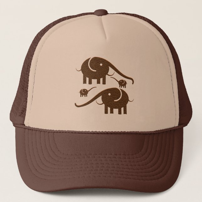Casquette Illustration de l'éléphant en cuir Brown (Devant)