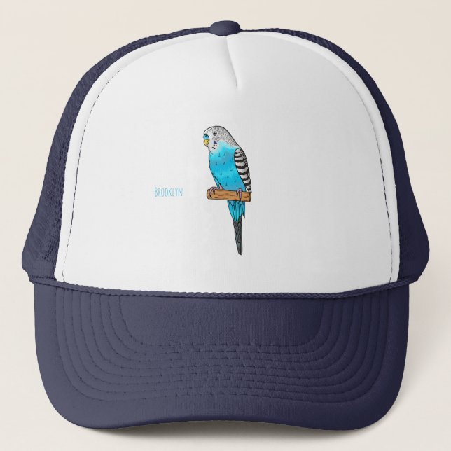 Casquette Illustration de l'oiseau bleu budgerigar (Devant)