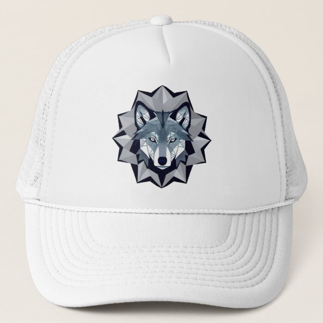 Casquette Illustration de loup géométrique (Devant)